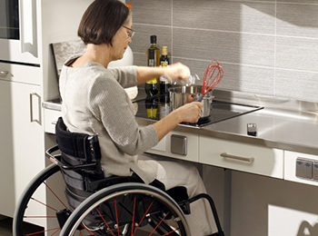 accessible kitchen sink with wheelchair leg room underneath